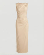 Damen Satin Maxikleid mit Drapierungen