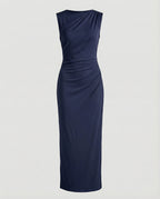 Damen Satin Maxikleid mit Drapierungen