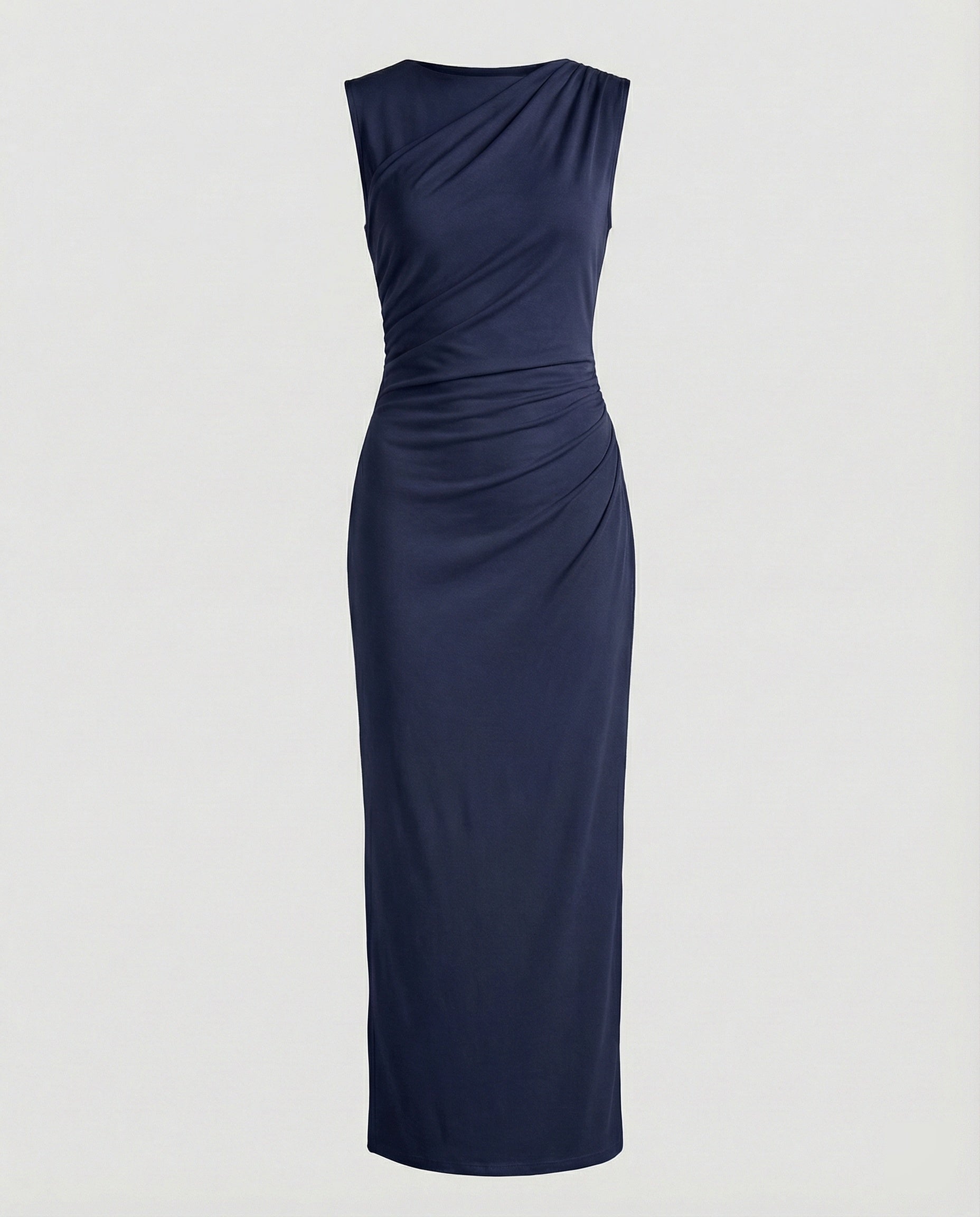 Damen Satin Maxikleid mit Drapierungen