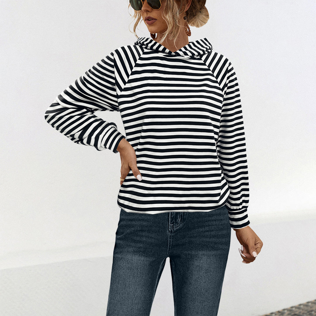 Damen Kapuzensweatshirt mit gestreiftem Design und modernem Schnitt R&B