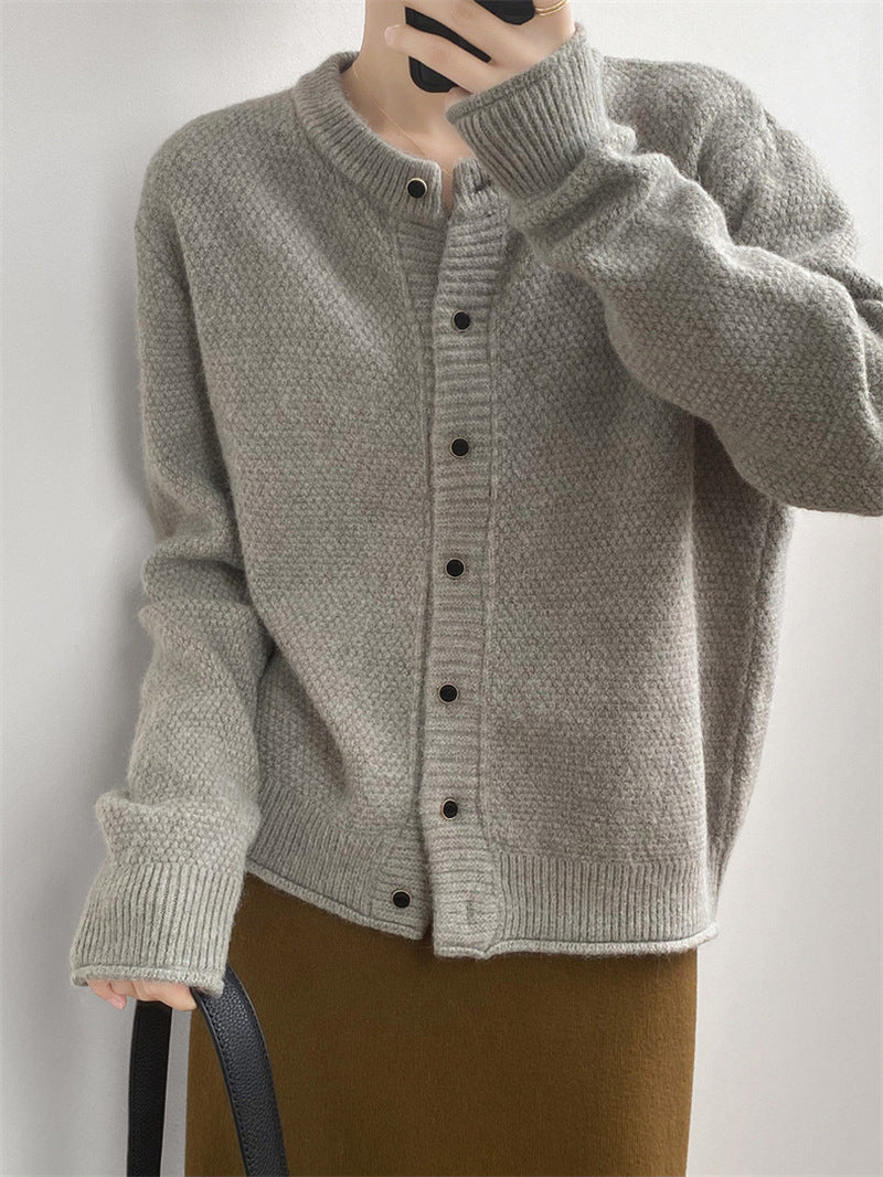 Damen Chunky Strickjacke mit Knopfverschluss und breiten Ärmelabschlüssen R&B