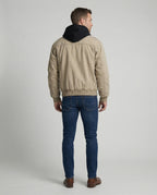 Warme Herren Daunenjacke mit Stehkragen aus gewaschener Baumwolle