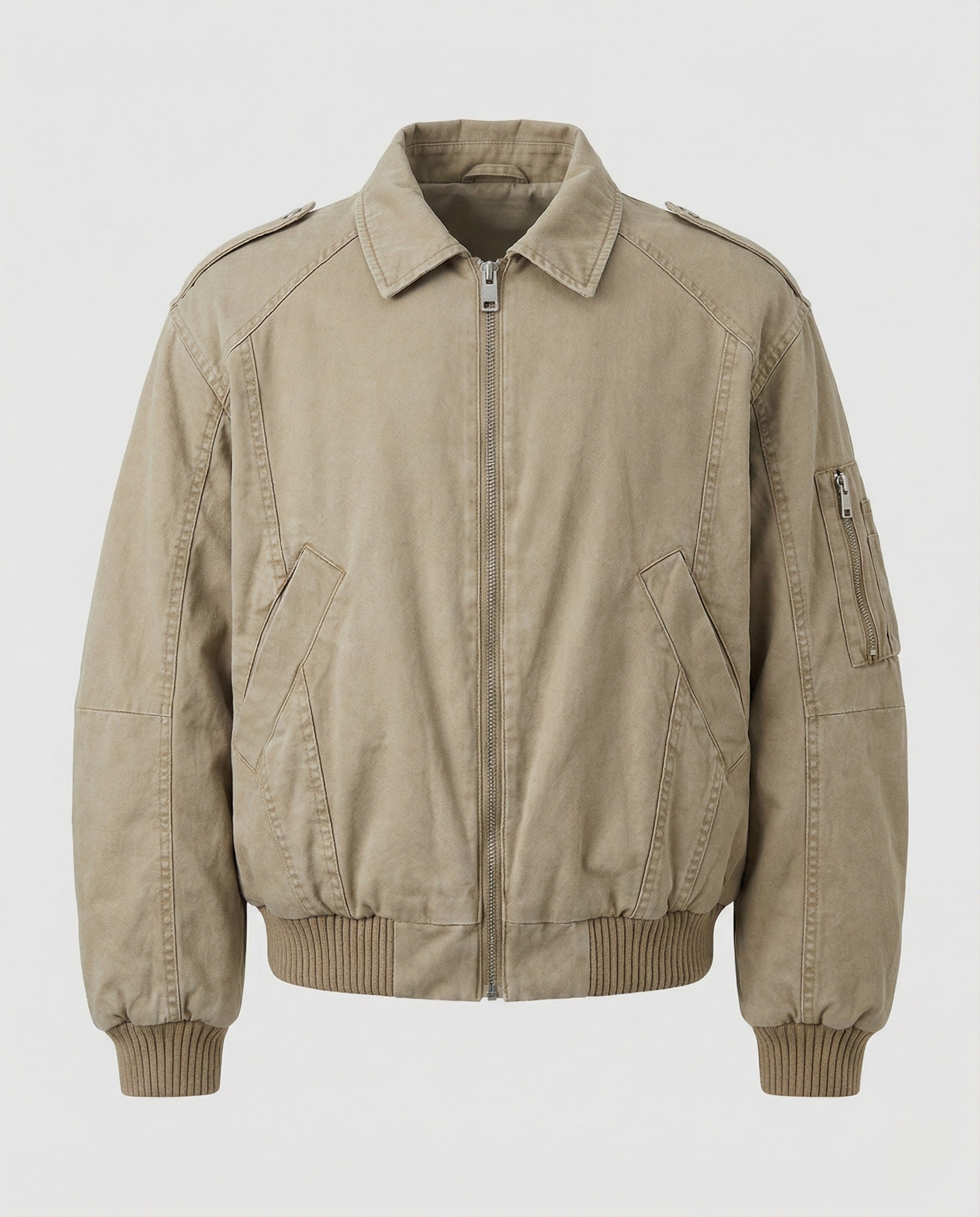 Warme Herren Daunenjacke mit Stehkragen aus gewaschener Baumwolle