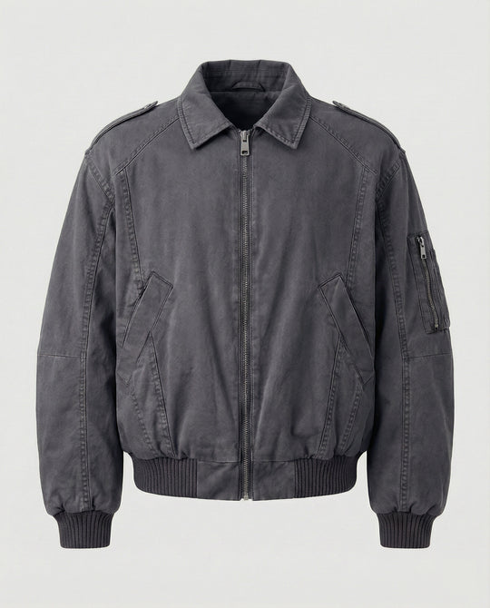 Warme Herren Daunenjacke mit Stehkragen aus gewaschener Baumwolle