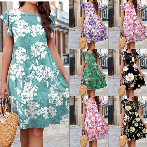 Damen Blumen-Midikleid mit Rüschendetails und femininer Silhouette R&B