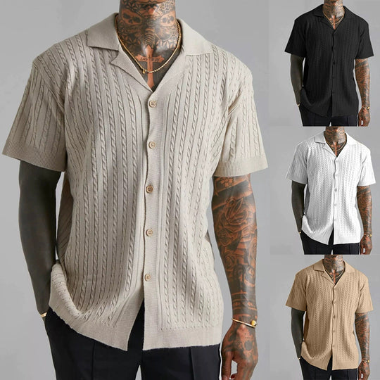 Herren Strickhemd mit strukturiertem Muster R&B