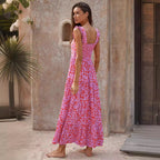 Damen Maxikleid mit trendigem Volant und floralem Muster R&B