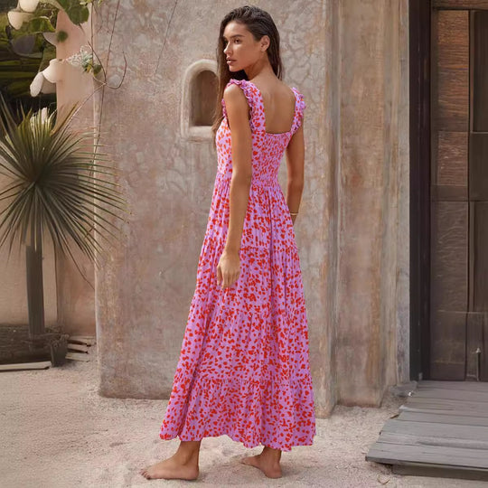 Damen Maxikleid mit trendigem Volant und floralem Muster R&B