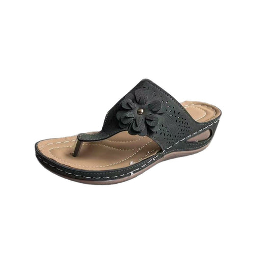 Damen Zehentrenner mit floralem Design und komfortablem Fußbett R&B