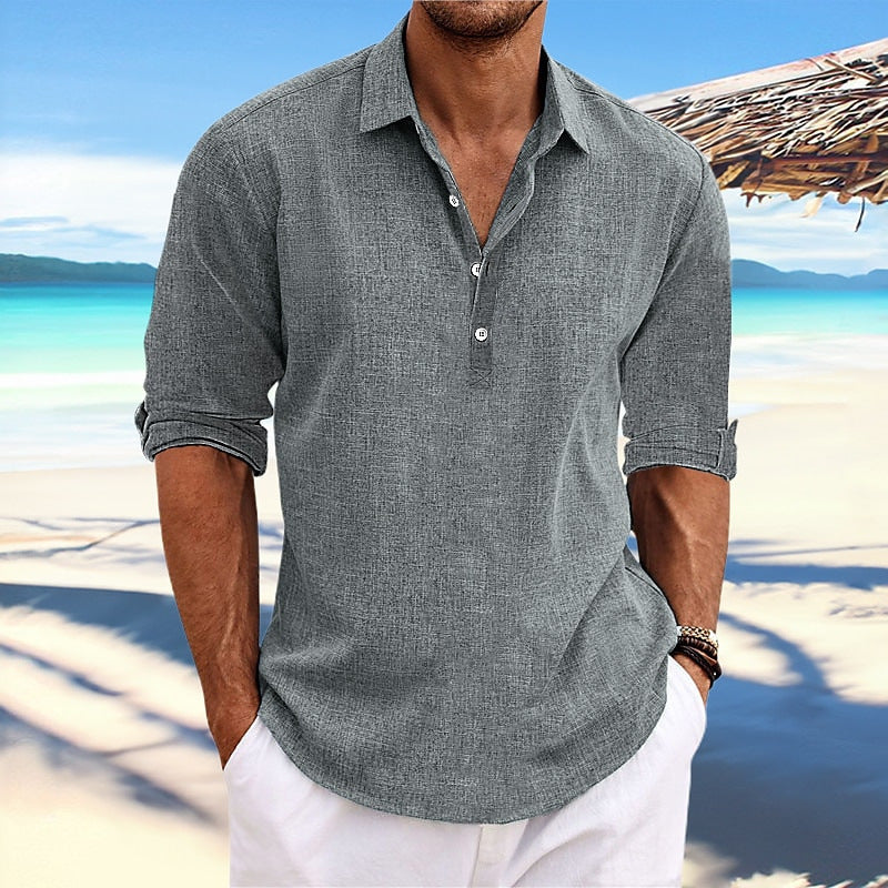 Herren lässiges Leinenhemd R&B