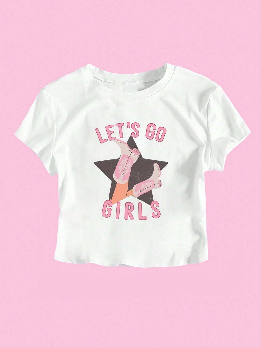 Damen Crop-T-Shirt mit kreativem Telefon-Design R&B