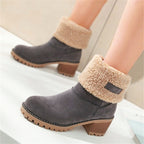 Damen warme Winterstiefel mit kuscheligem Kunstfellrand und robuster Profilsohle R&B