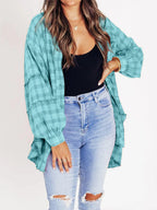 Damen karierte Oversized-Hemdjacke R&B