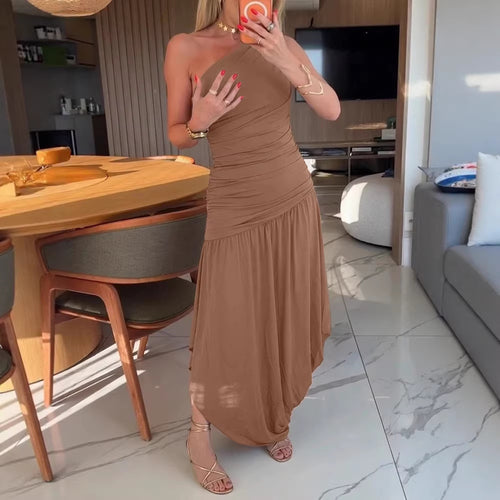 Damen One-Shoulder Maxikleid mit raffiniertem Wickelschnitt R&B