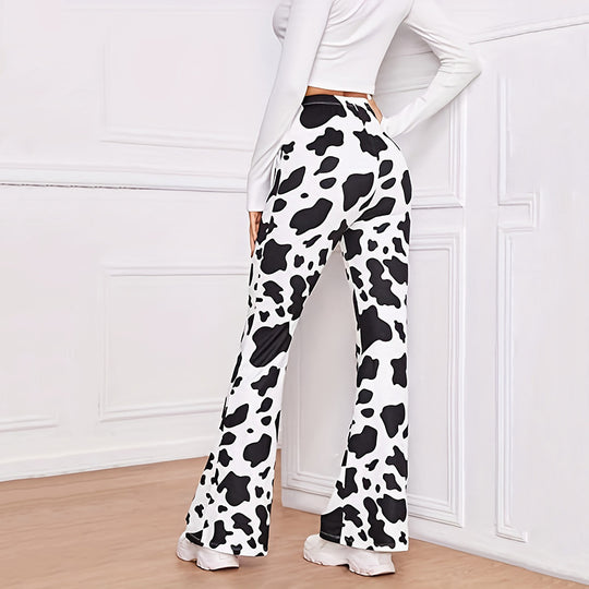 Damen Flared-Leggings mit tierischem Muster R&B