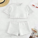 Damen Sportliches Crop-Top und kurze Shorts Set