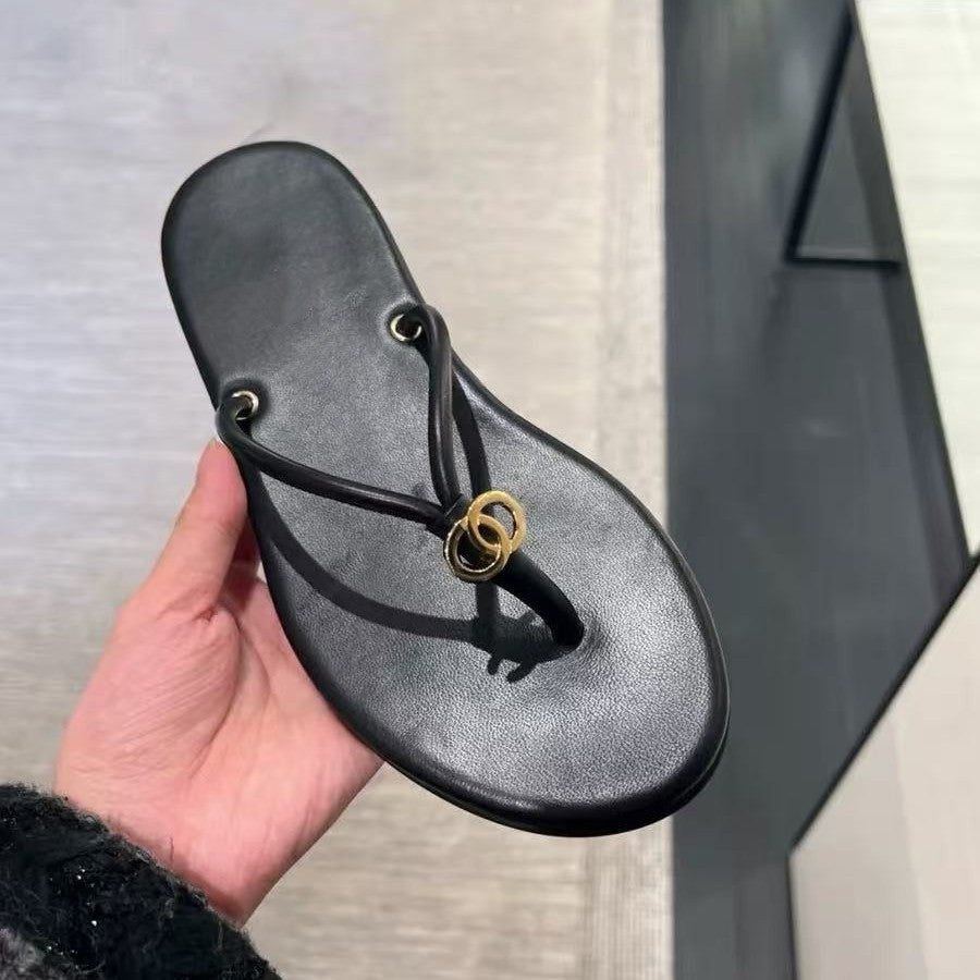 Damen Glamouröse Zehentrenner-Sandalen aus hochwertigem Kunstleder mit elegantem Riemen R&B