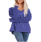 Damen Strickpullover mit strukturiertem Wabendesign