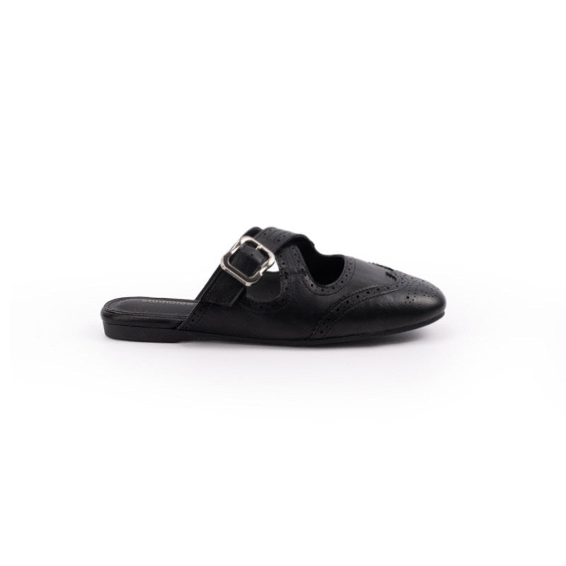 Damen elegante Slip-On Sandalen mit modischem Schnallenverschluss und perforierter Oberfläche R&B
