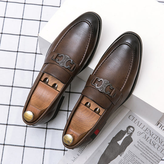 Herren Elegante Premium-Leder Mokassins mit dekorativem Riemen R&B