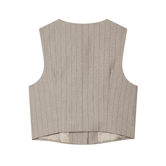 Damen elegante, weit geschnittene Hochbundhose mit geometrischem Streifenmuster R&B