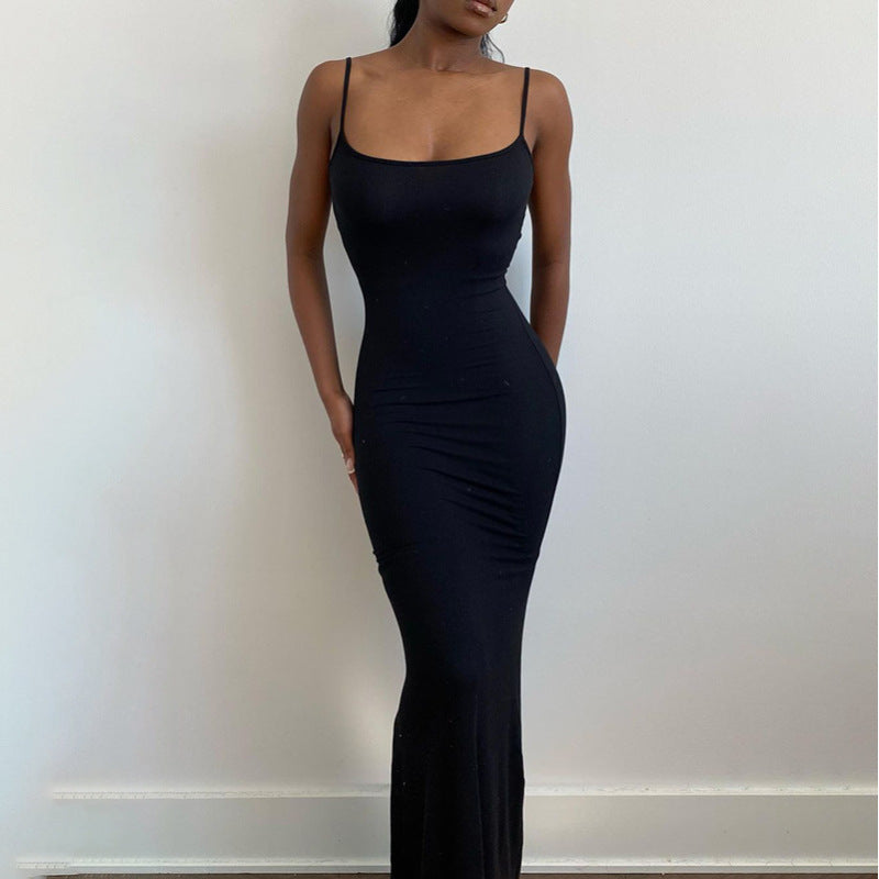 Damen Elegantes Maxikleid mit Spaghettiträgern und fließendem Schnitt R&B