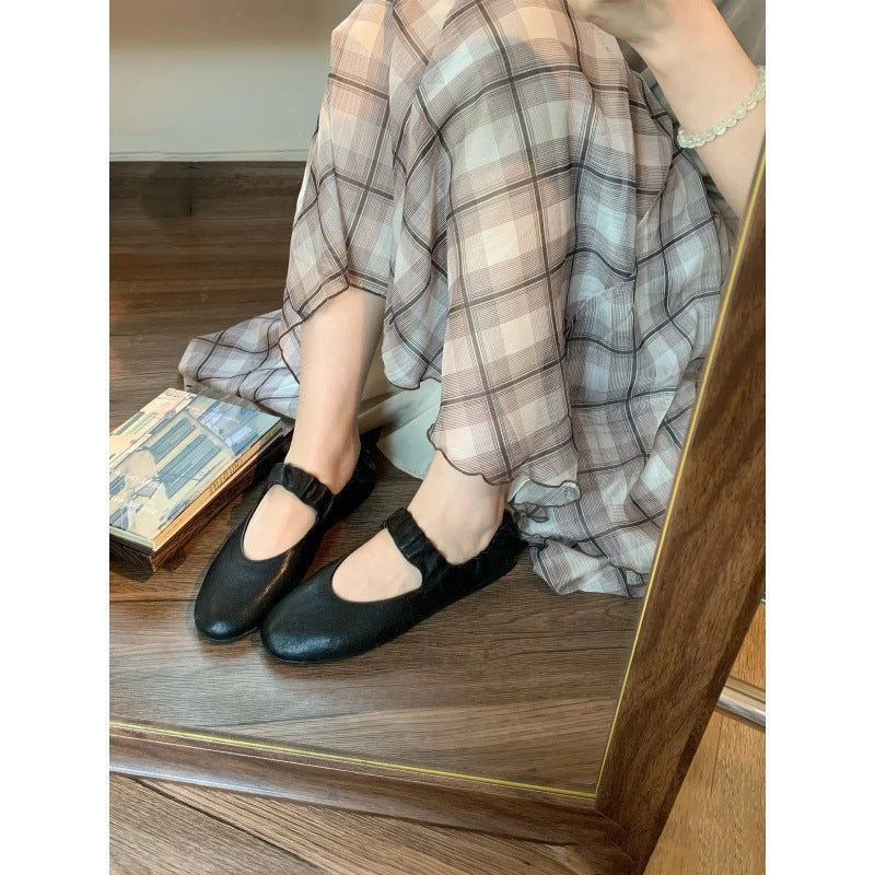 Damen Ballerinas aus softem Leder mit elastischem Riemen R&B