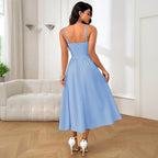 Damen elegantes Maxikleid mit taillierter Silhouette und feinen Trägern R&B