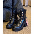 Damen Modische Ankle Boots mit dekorativen Knöpfen R&B