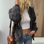 Damen Kuschelige Fleecejacke mit Kapuze R&B