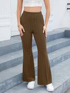 Damen Flared-Pants aus hochwertigem Strickmaterial mit elastischem Bund R&B