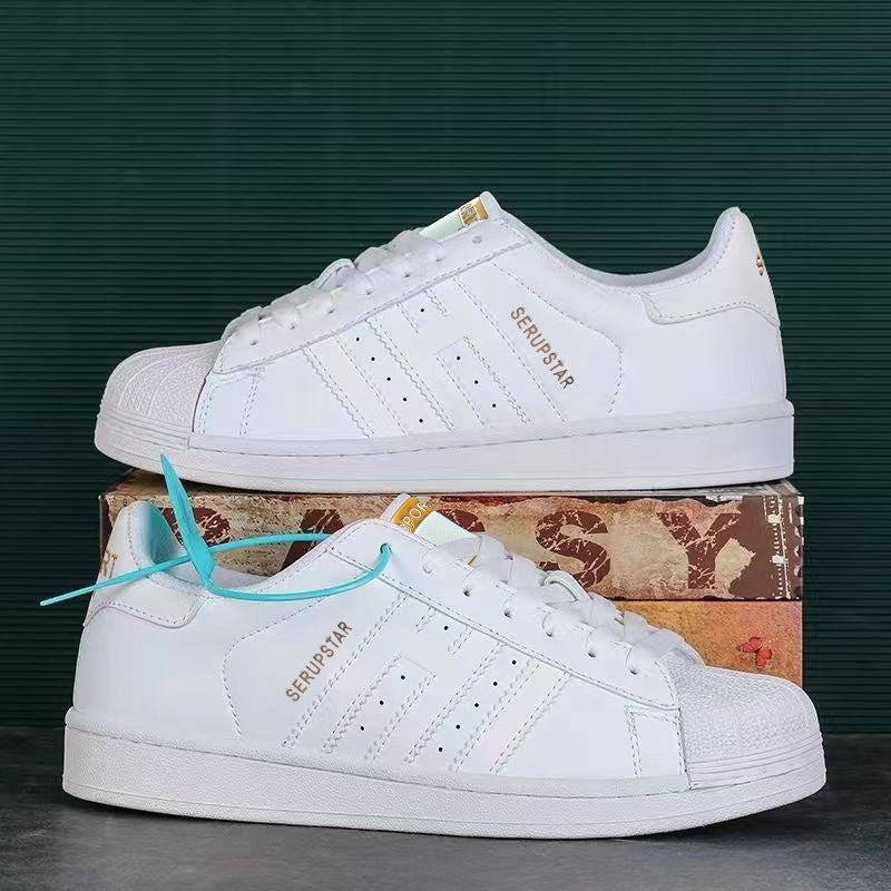 Damen Sportliche Freizeit Sneakers mit Lederoberfläche und rutschfester Sohle R&B