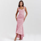 Damen Elegantes Maxikleid mit raffinierten Rüschen und schmeichelndem Schnitt R&B