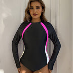 Damen Sportlicher Langarm-Schwimmanzug mit modernem Farbdesign R&B