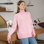 Damen Feinstrickpullover mit hohem Kragen R&B