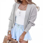 Damen Grobstrickcardigan mit weiten Ärmeln und offener Front