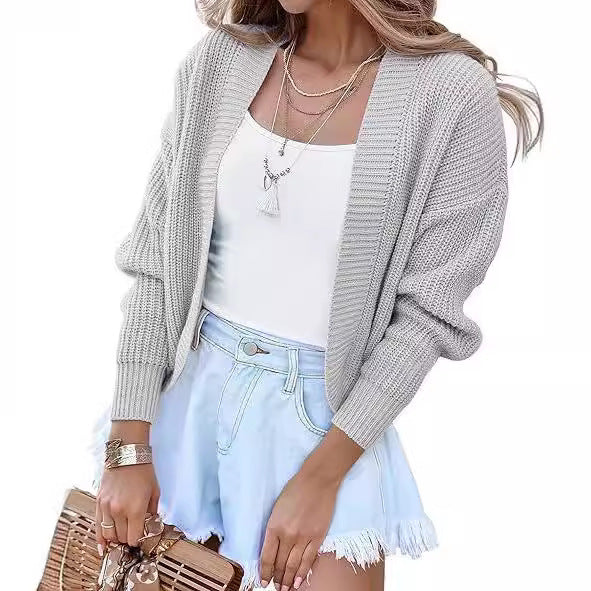 Damen Grobstrickcardigan mit weiten Ärmeln und offener Front