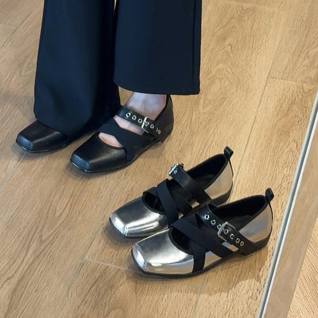 Damen Freizeit-Ballerinas mit elegantem Riemendesign und komfortabler Sohle R&B