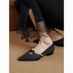 Damen Ballerinas mit zartem Schleifen- und Perlenschmuck R&B