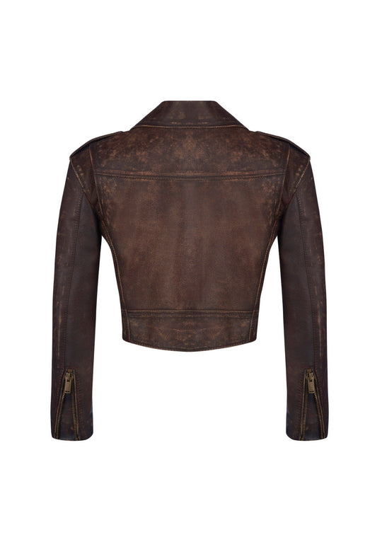 R&B | Leder Gekürzte Bikerjacke