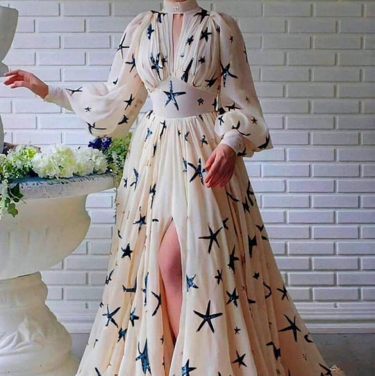 Damen Elegantes Abendkleid mit opulenter Transparenz und funkelnden Pailletten R&B
