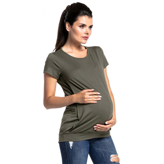Damen Umstandsshirt mit praktischem Wickelschnitt R&B