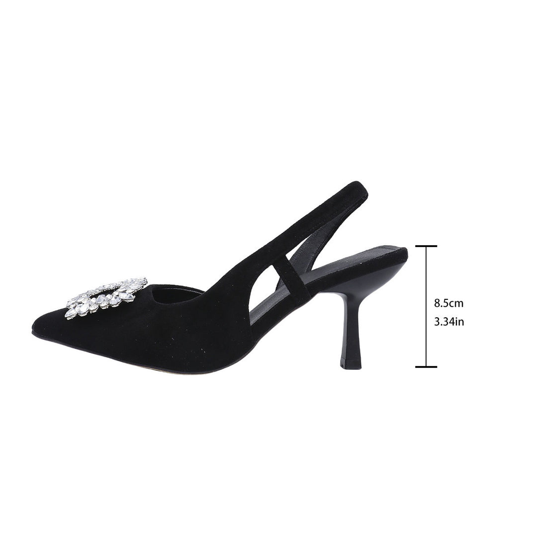Damen Slingback High Heel Sandalen mit dekorativem Schmuckelement und elegantem Design R&B