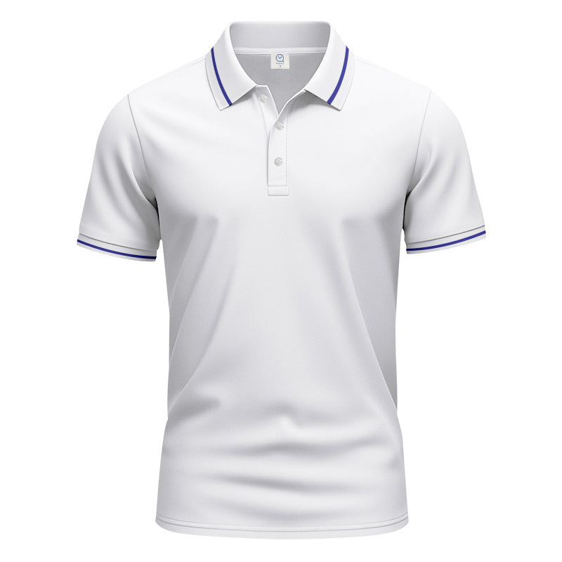 Herren nan atmungsaktives Interlock-Poloshirt mit Kontrast-Tipping, kurzer Knopfleiste und schmaler Silhouette R&B