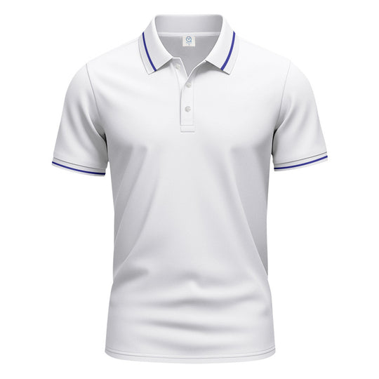 Herren nan atmungsaktives Interlock-Poloshirt mit Kontrast-Tipping, kurzer Knopfleiste und schmaler Silhouette R&B