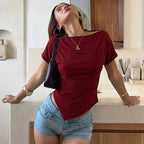 Damen Modernes Oberteil mit asymmetrischem Saum R&B