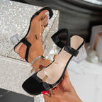 Damen Stilvolle Sandalen mit transparentem Blockabsatz und elegantem Riemen R&B