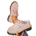Damen modische Schnürschuhe mit robustem Profil und feinem Lederobermaterial R&B