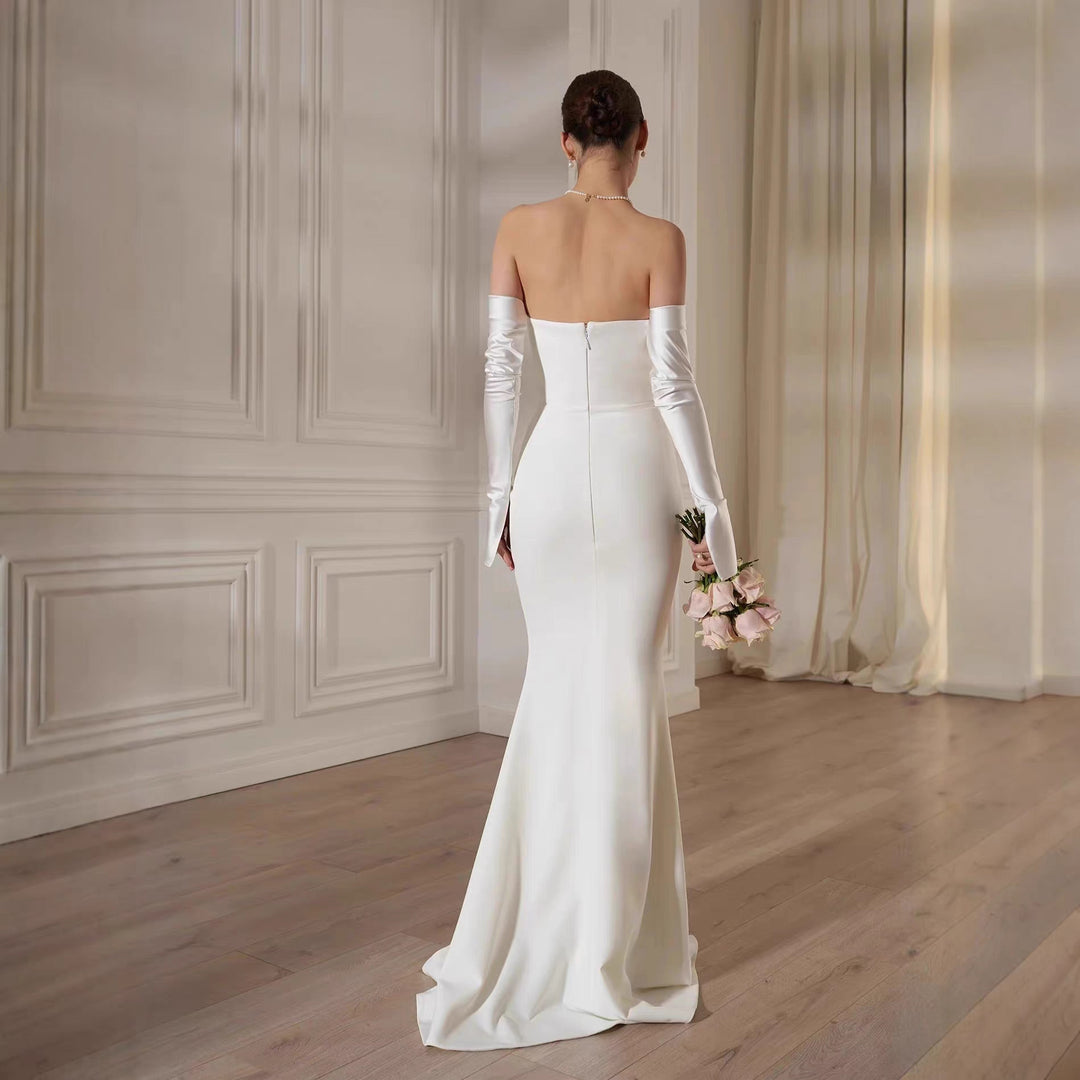 Damen Elegantes Meerjungfrau-Kleid mit schulterfreiem Design und langen Ärmeln R&B