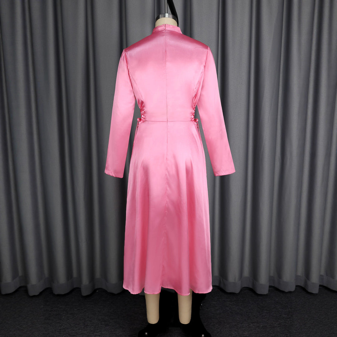 Damen Elegantes Midikleid mit Raffinierter Schleifenbindung R&B